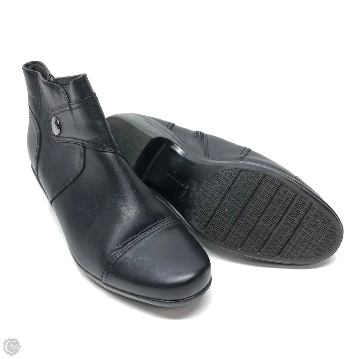 Boots Ankle Heels By Clarks In Black, Size: 10