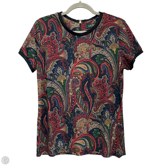 Top Short Sleeve By Lauren By Ralph Lauren In Blue & Red, Size: L