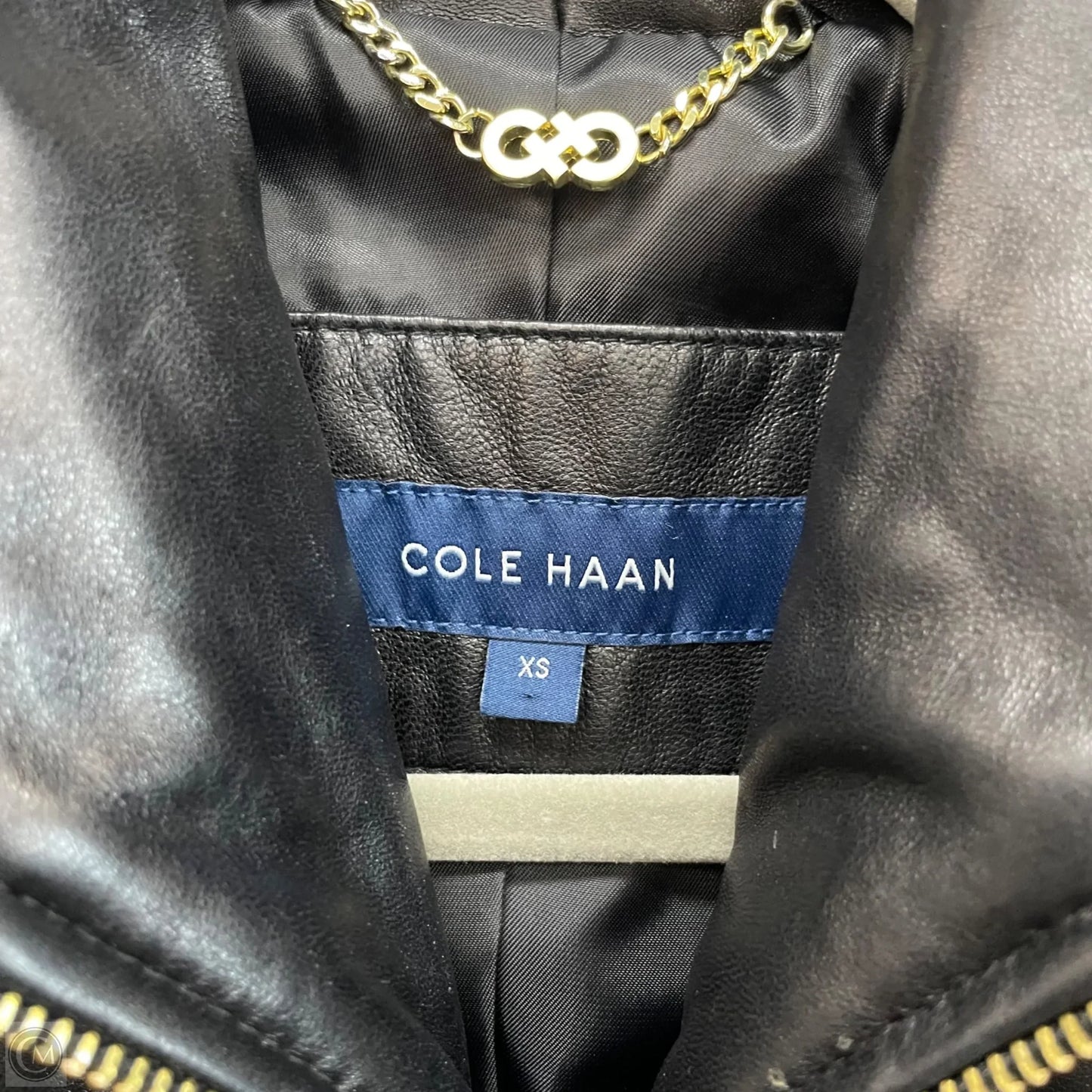 Jacket Leather By Cole-haan In Black, Size: Xs