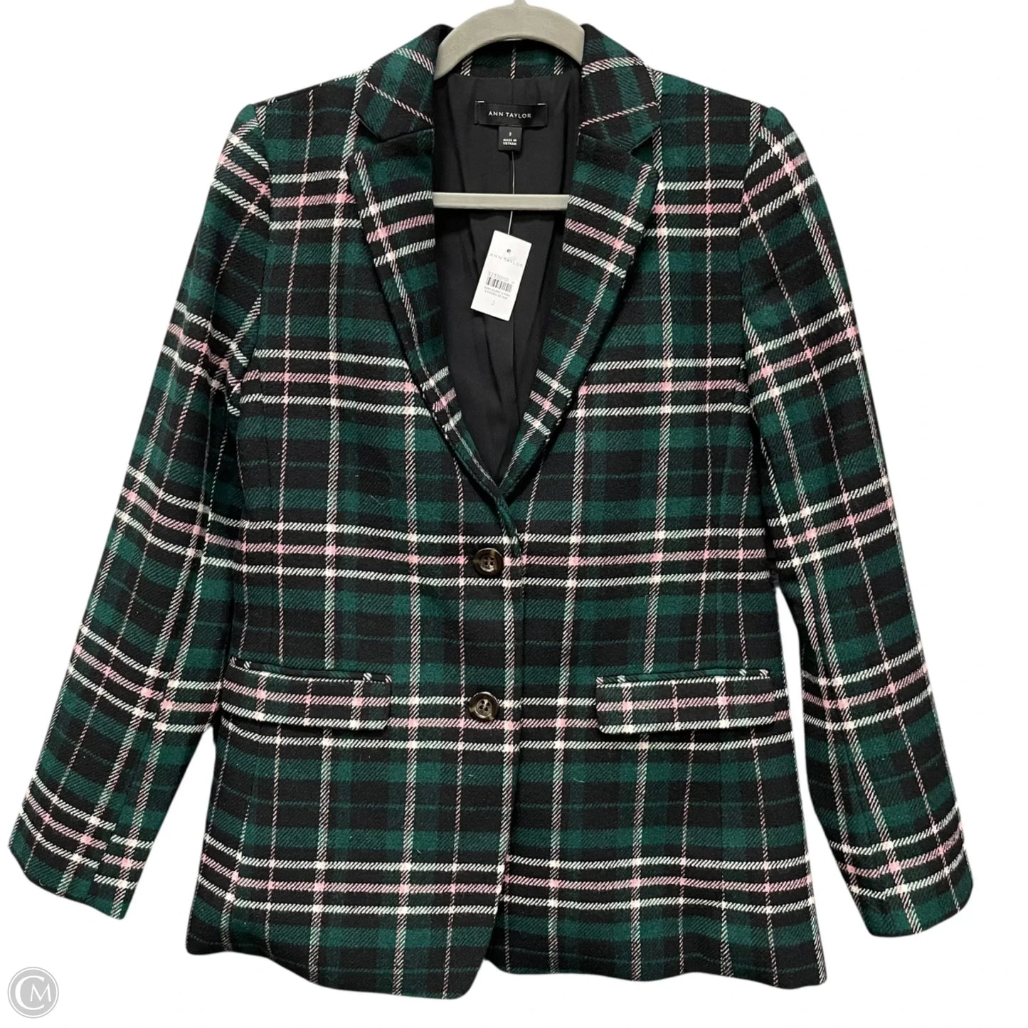 Blazer By Ann Taylor In Black & Green, Size: 2