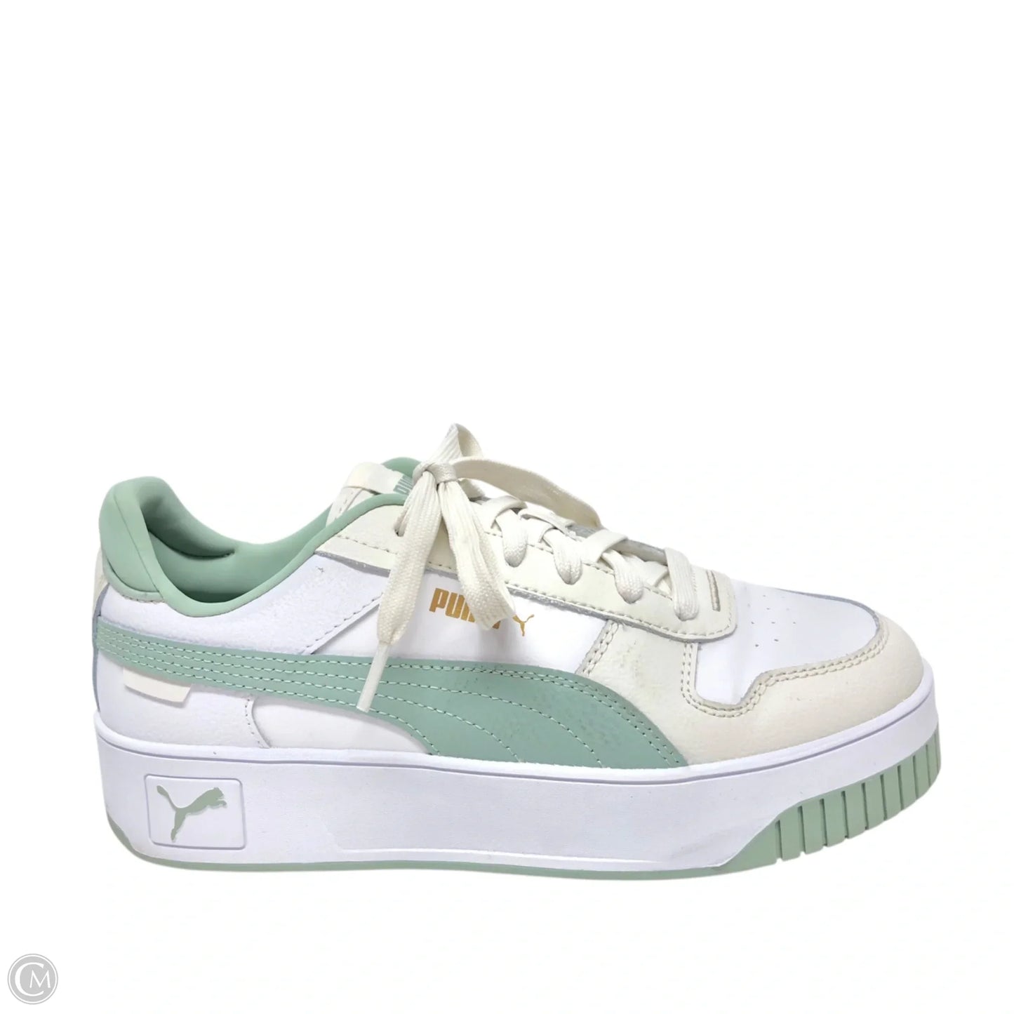 Shoes Sneakers By Puma In Green & White, Size: 8.5