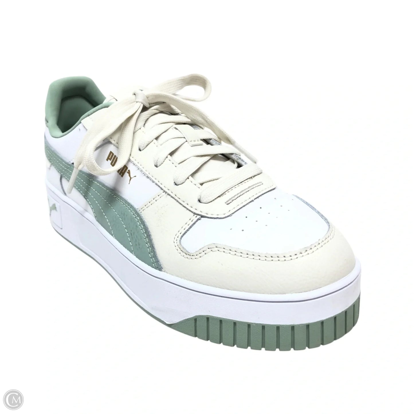 Shoes Sneakers By Puma In Green & White, Size: 8.5