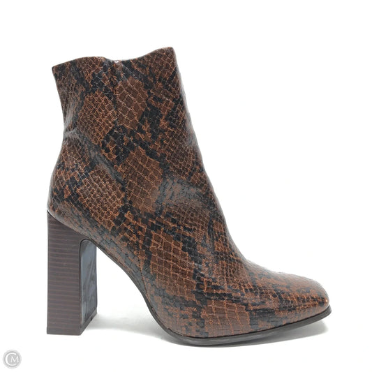 Boots Ankle Heels By Just Fab In Brown, Size: 10