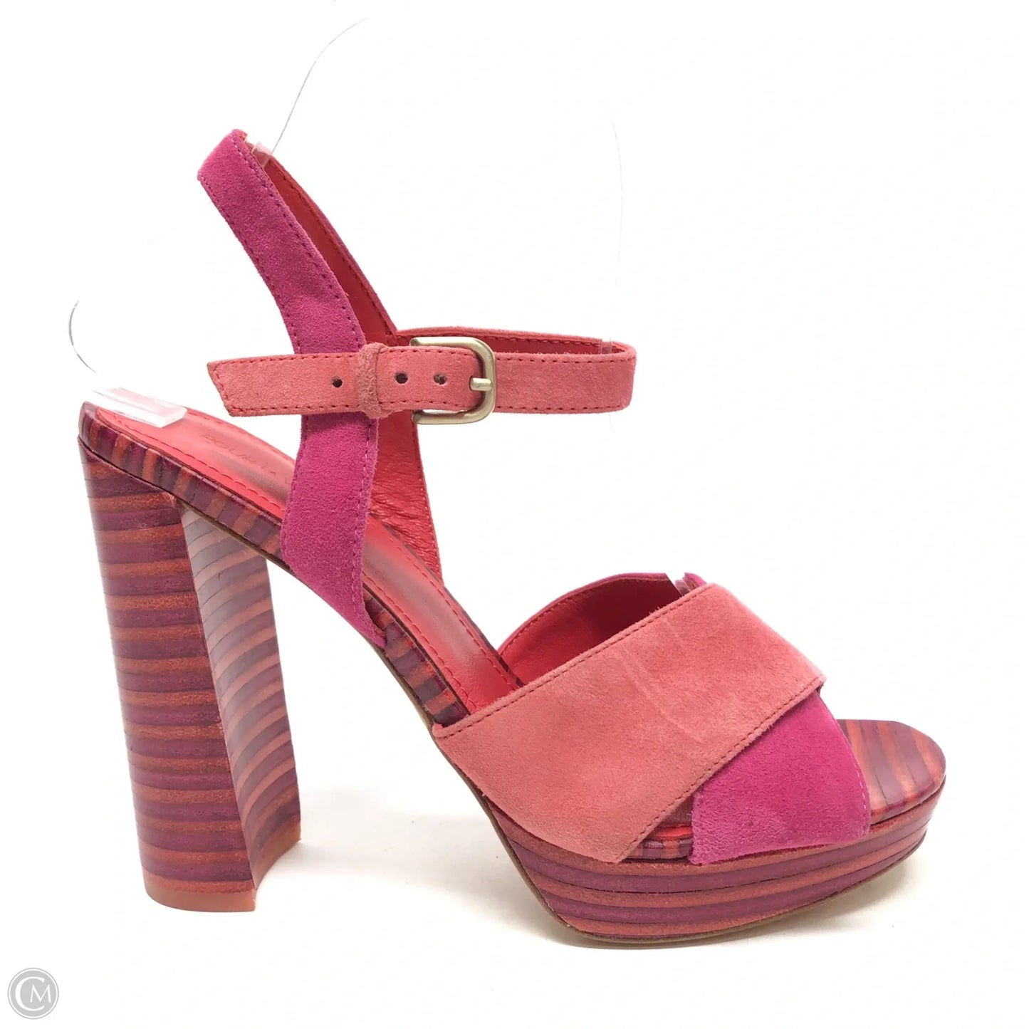 Sandals Heels Block By Cmb In Pink & Red, Size: 6.5