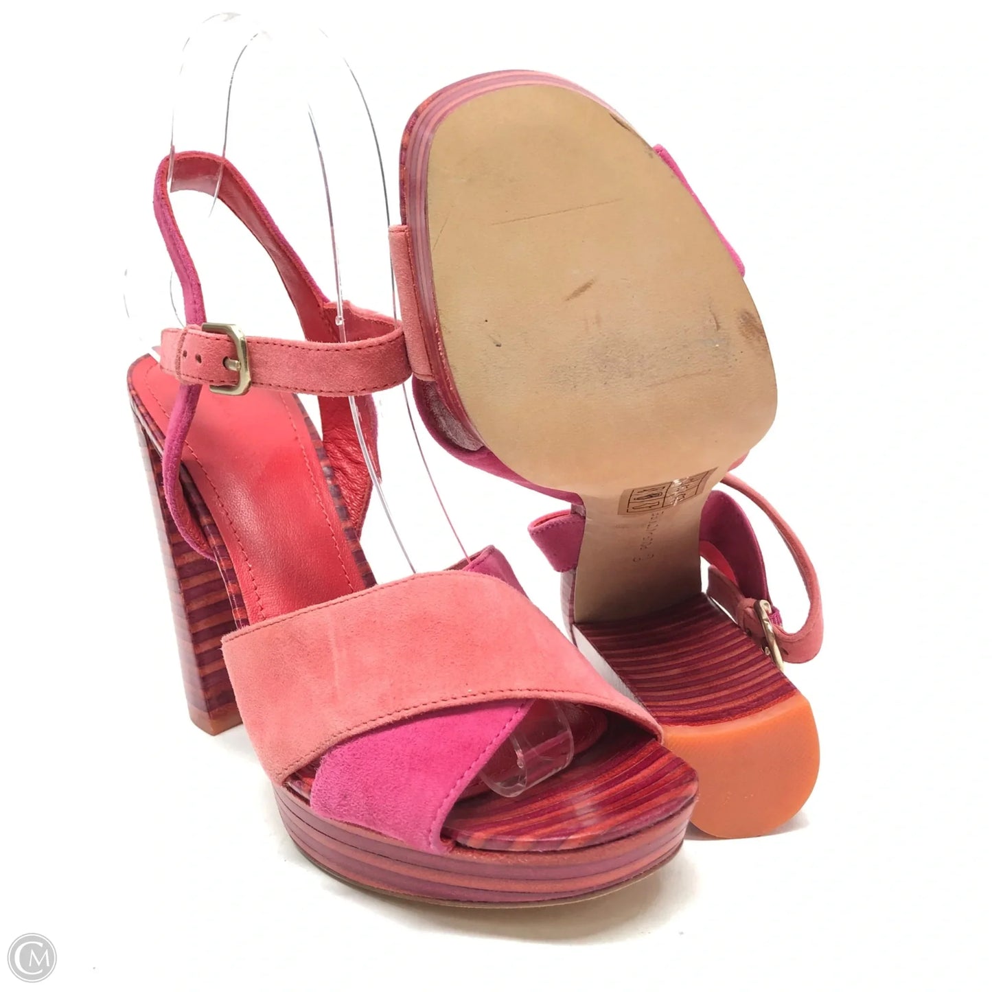 Sandals Heels Block By Cmb In Pink & Red, Size: 6.5