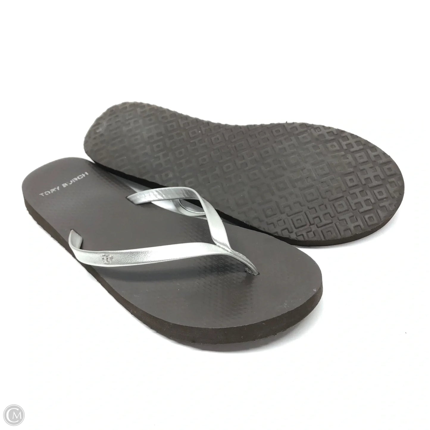 Sandals Flip Flops By Tory Burch In Silver, Size: 10