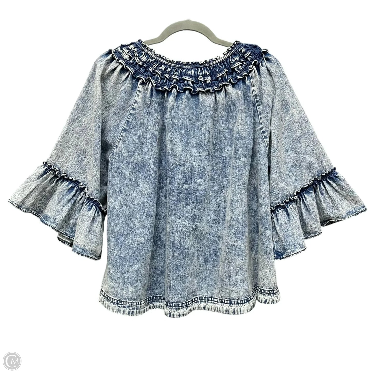 Top Short Sleeve By Free People In Blue Denim, Size: S