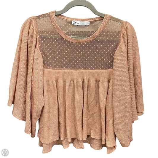 Top Short Sleeve By Zara In Beige, Size: Xl