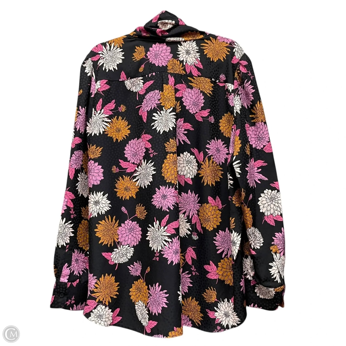 Blouse Long Sleeve By Ann Taylor In Black & Pink, Size: Xxl
