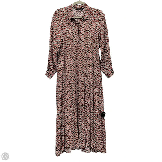 Dress Casual Midi By Zara In Black & Orange, Size: Xs