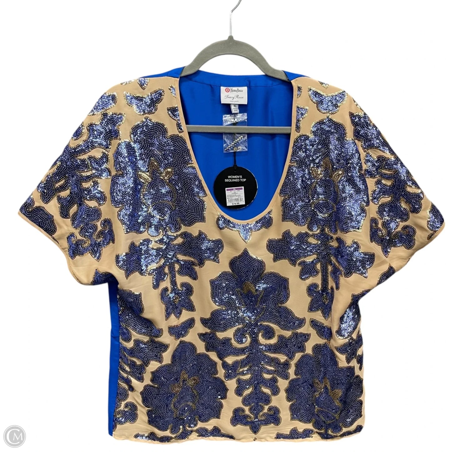 Top Short Sleeve By Target-designer In Blue & Cream, Size: Xl