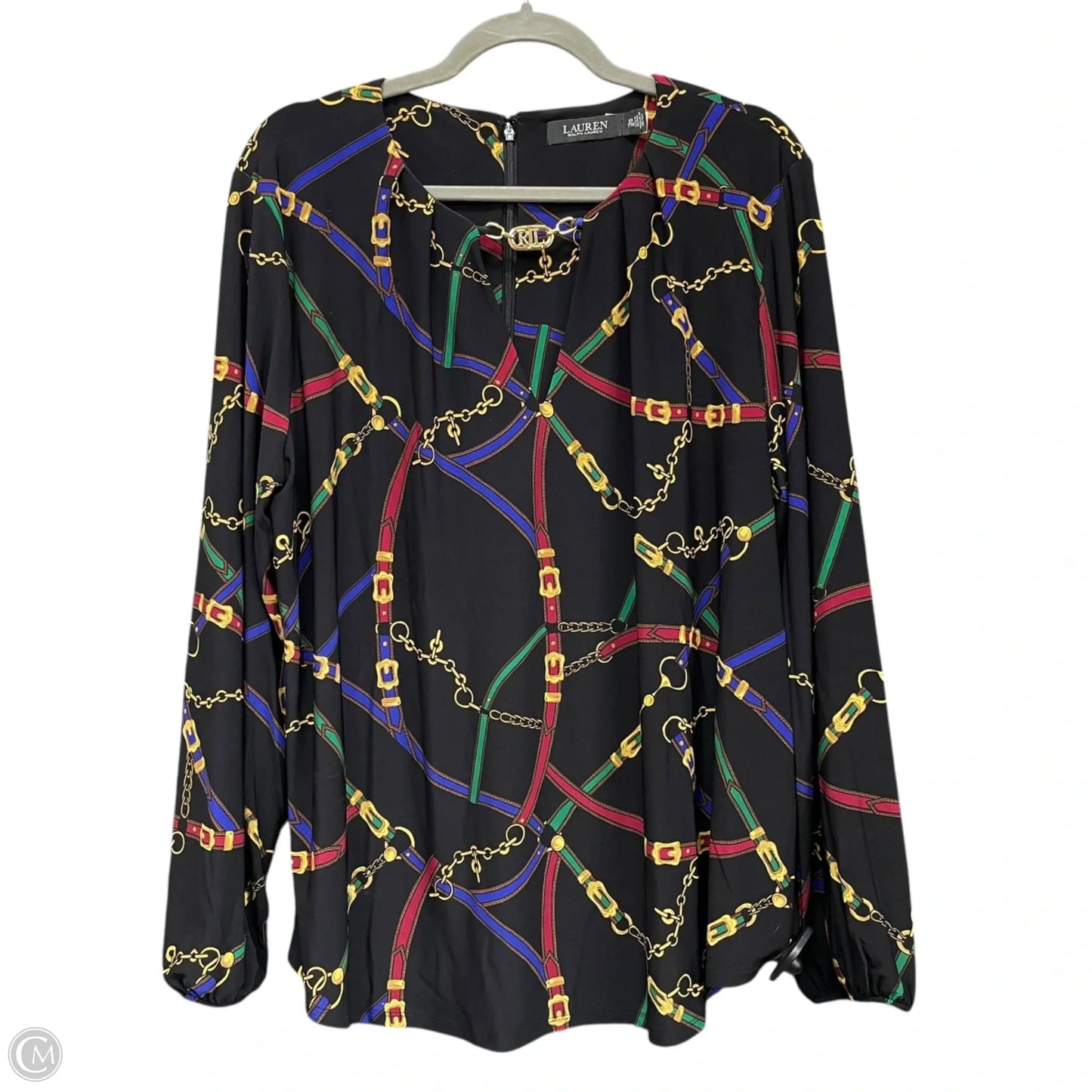 Top Long Sleeve By Lauren By Ralph Lauren In Black & Gold, Size: 2x