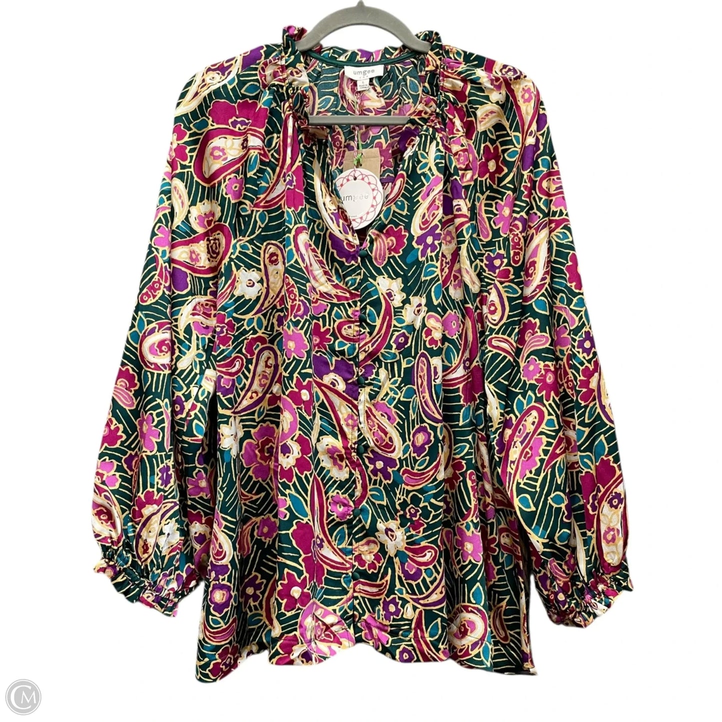 Top Long Sleeve By Umgee In Green & Pink, Size: L