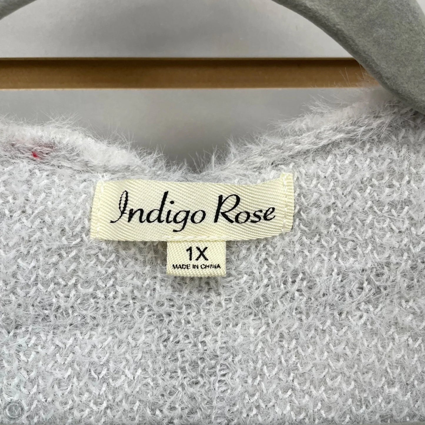 Sweater Cardigan By Indigo Rose In Grey & White, Size: 1x