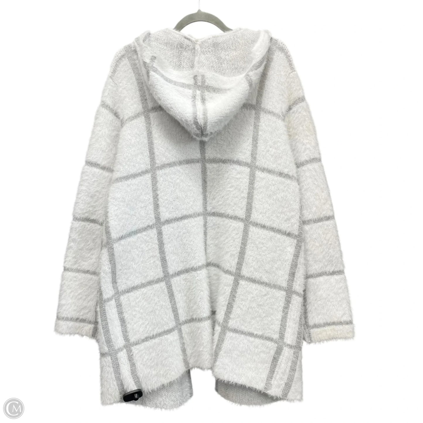 Sweater Cardigan By Indigo Rose In Grey & White, Size: 1x