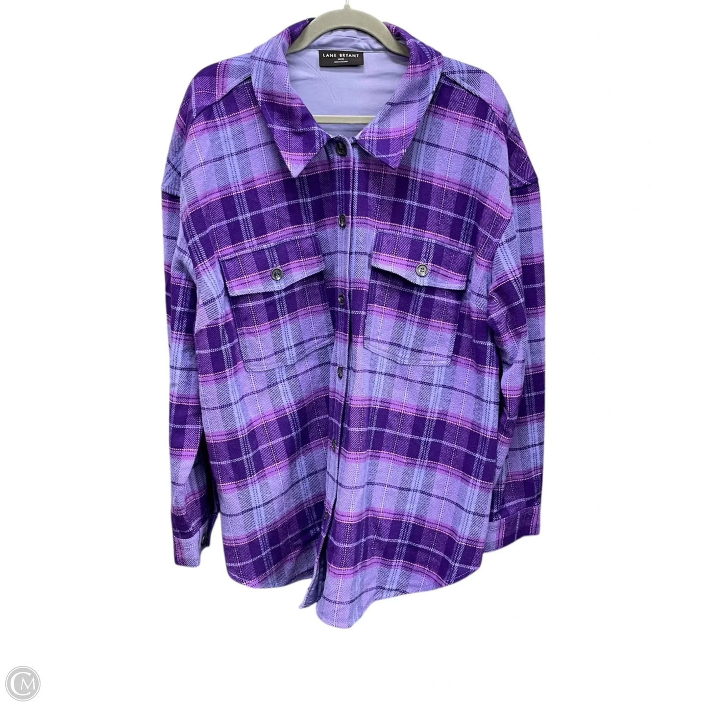 Jacket Shirt By Lane Bryant In Blue & Purple, Size: 1x