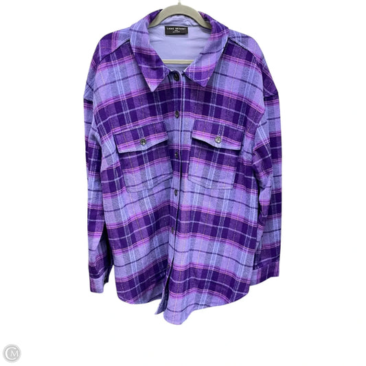 Jacket Shirt By Lane Bryant In Blue & Purple, Size: 1x