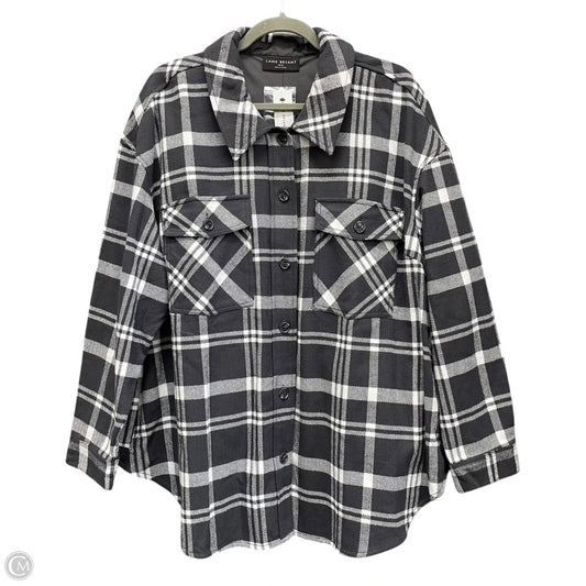 Jacket Shirt By Lane Bryant In Grey & White, Size: 1x