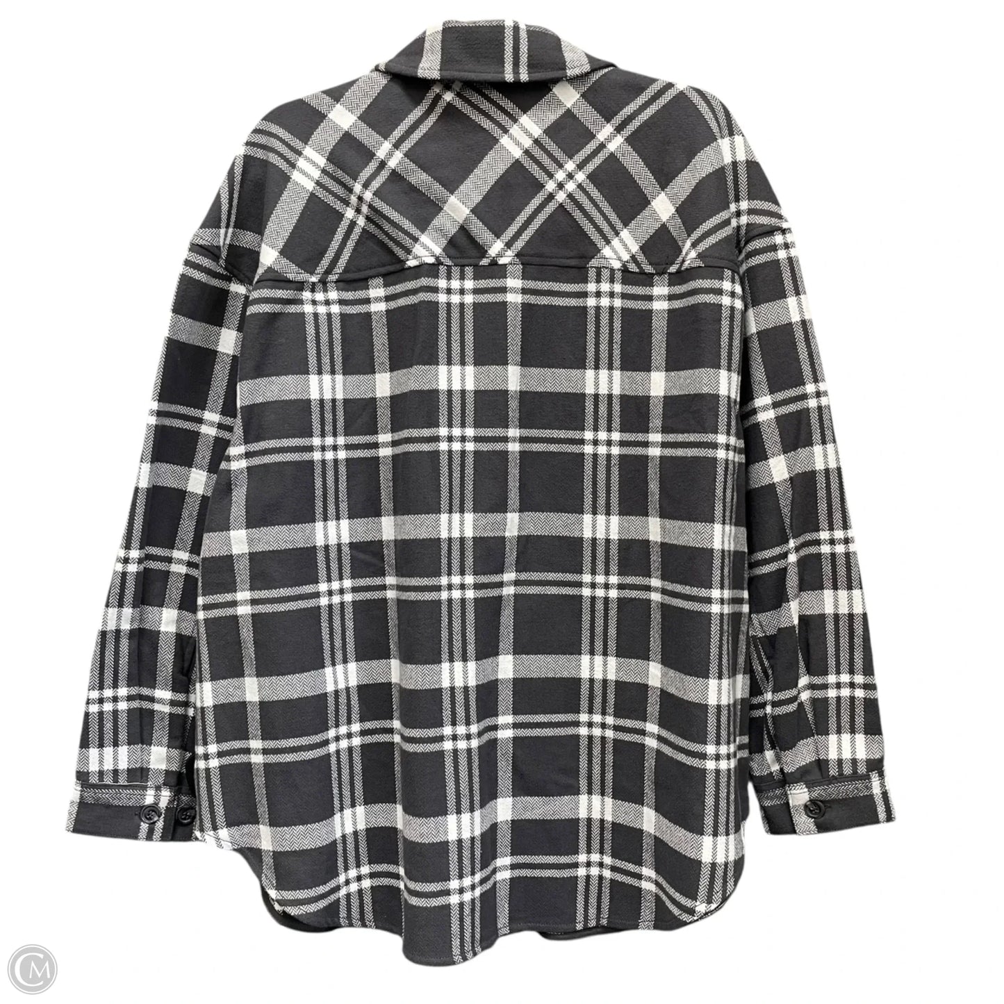 Jacket Shirt By Lane Bryant In Grey & White, Size: 1x