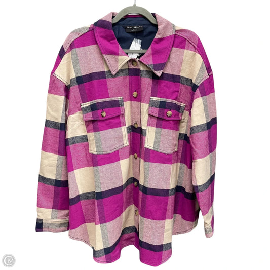 Jacket Shirt By Lane Bryant In Pink & Tan, Size: 1x