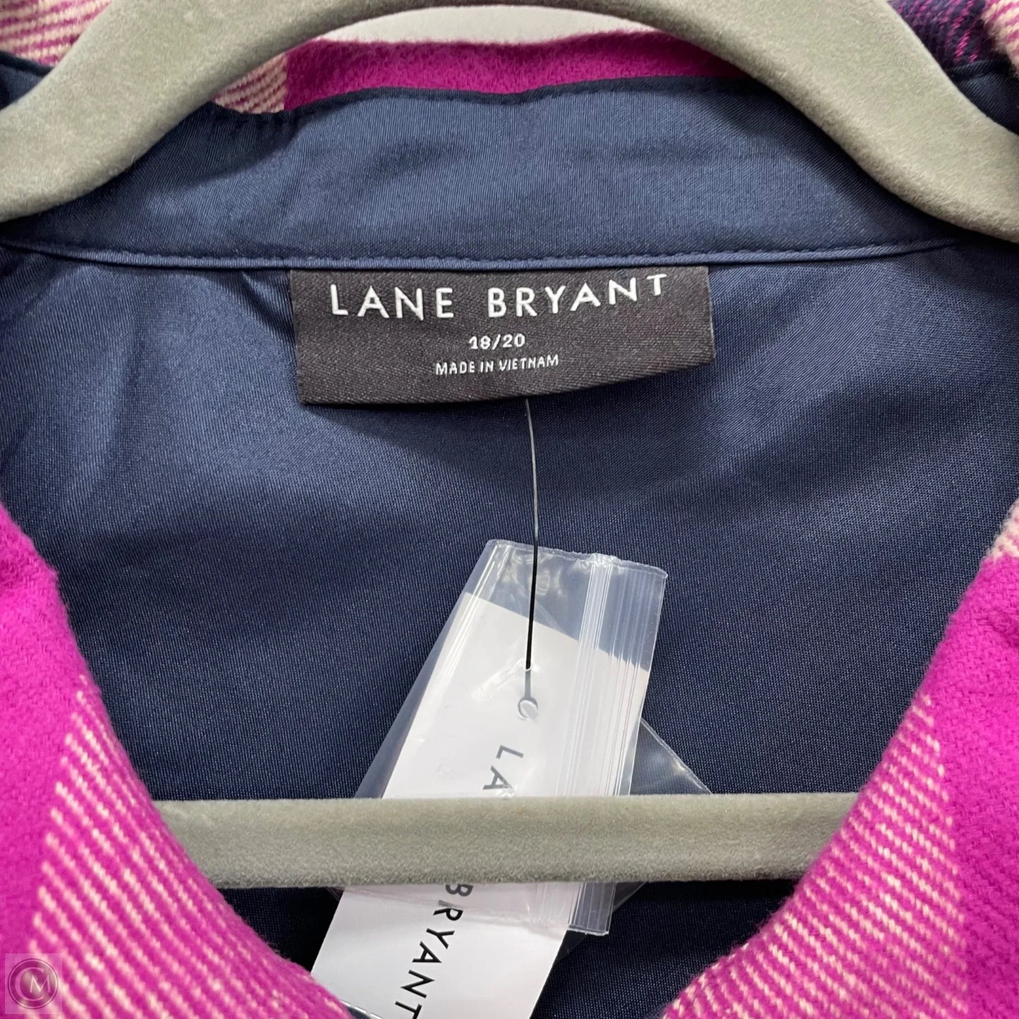 Jacket Shirt By Lane Bryant In Pink & Tan, Size: 1x