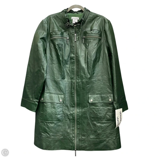 Coat Leather By Jessica London In Green, Size: 18