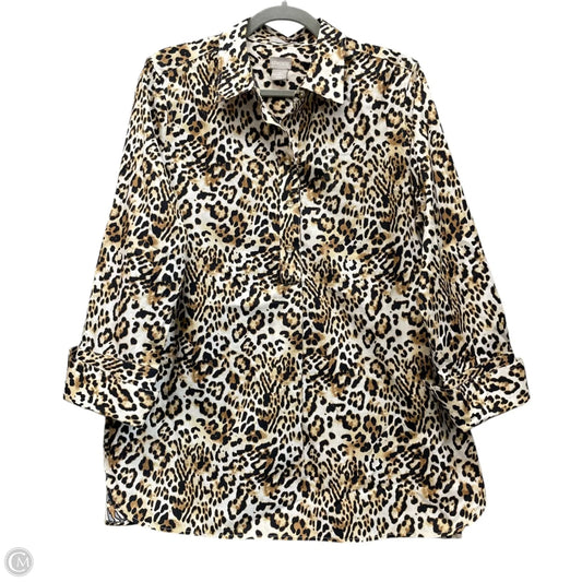 Tunic 3/4 Sleeve By Chicos In Animal Print, Size: L