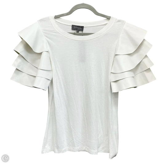 Top Short Sleeve By Gracia In White, Size: M