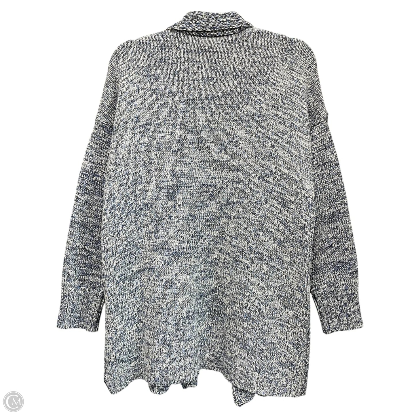 Sweater Cardigan By Chicos In Blue & White, Size: L