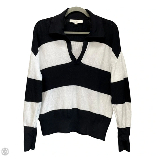 Top Sleeveless By Loft In Black & White, Size: L