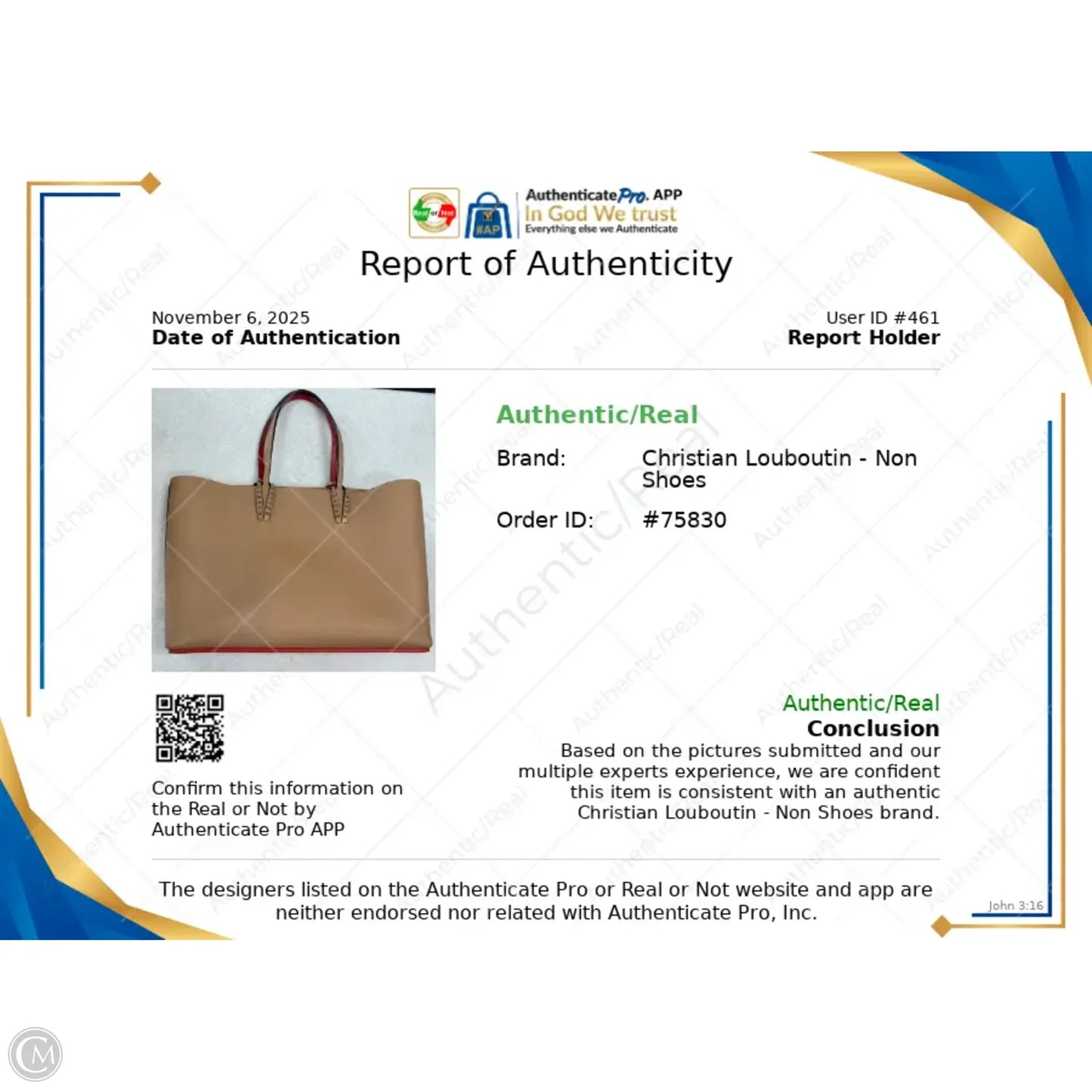 Tote Luxury Designer By Christian Louboutin, Size: Large