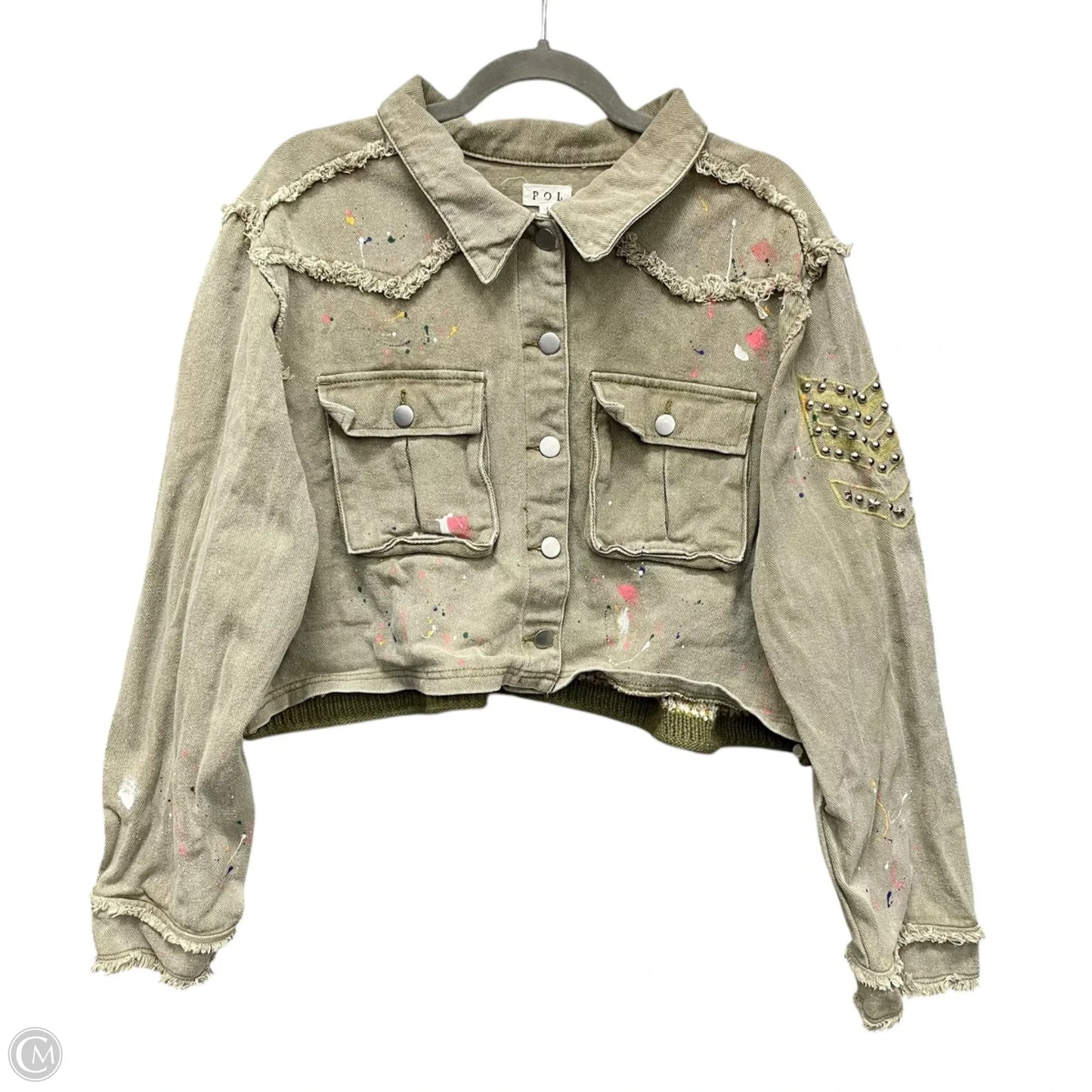 Jacket Denim By Pol In Taupe, Size: L