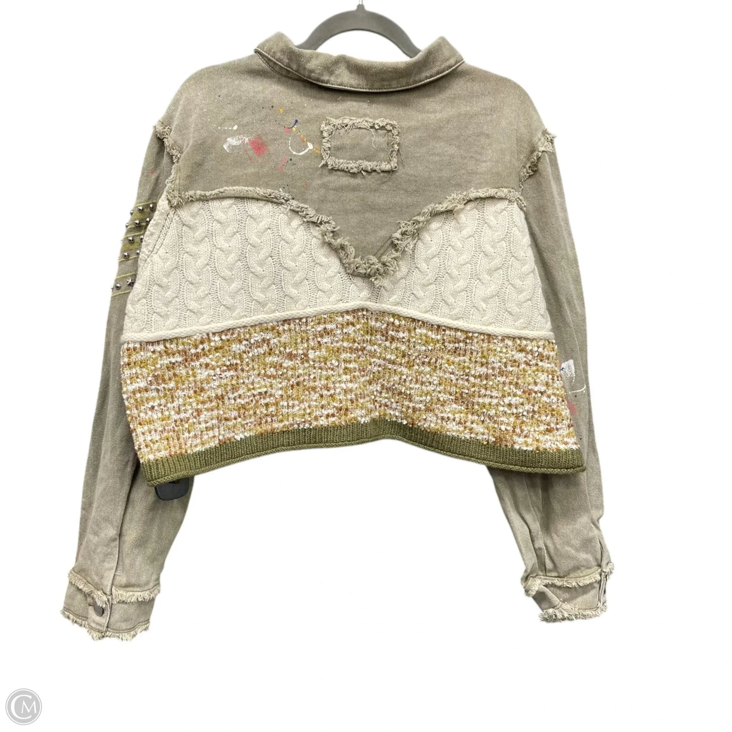 Jacket Denim By Pol In Taupe, Size: L
