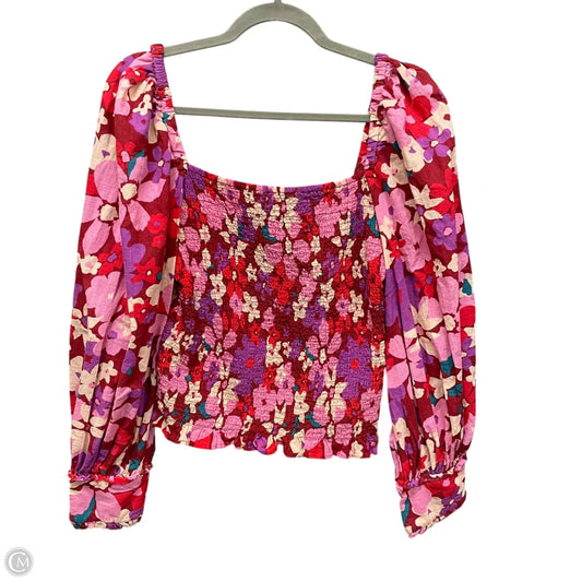 Top Long Sleeve By Free People In Purple & Red, Size: L