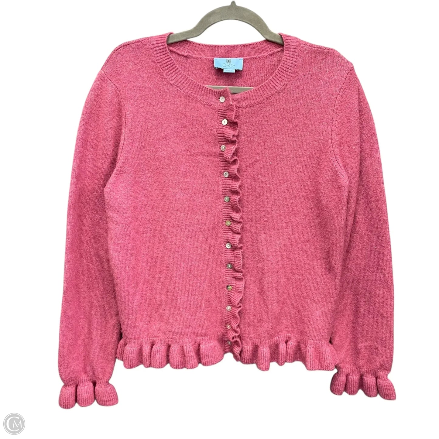 Sweater Cardigan By Cece In Pink, Size: L