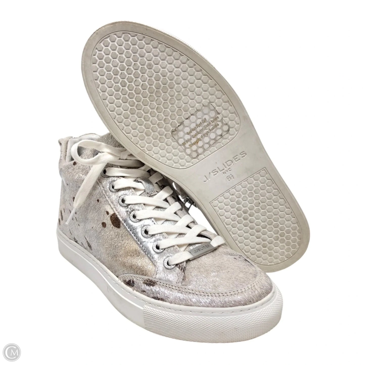 Shoes Sneakers By J Slides In Grey & Silver, Size: 6.5