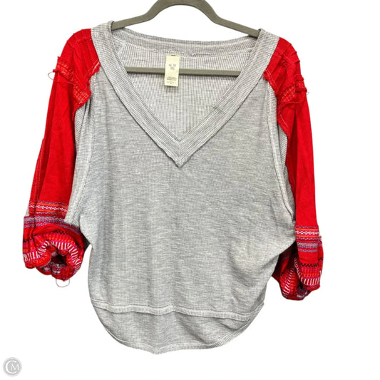 Top 3/4 Sleeve By We The Free In Grey & Red, Size: S