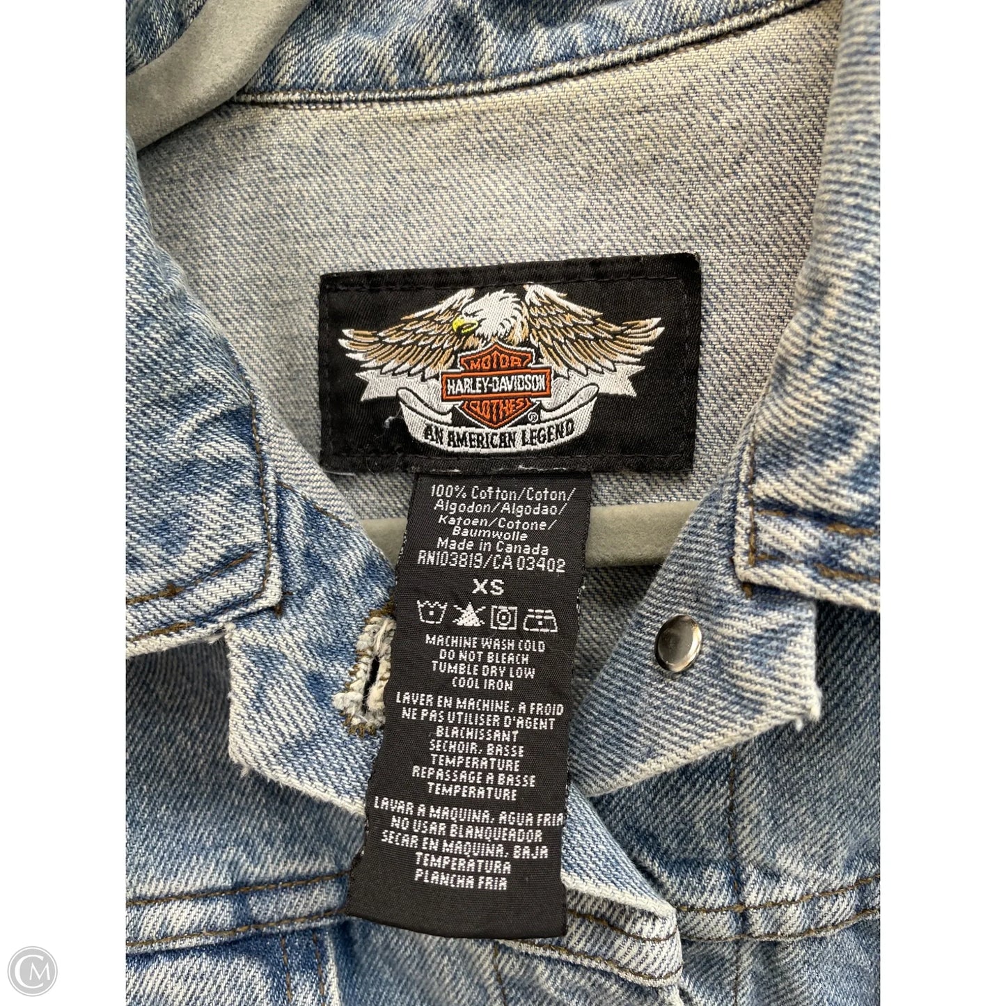 Jacket Denim By Harley Davidson In Blue Denim, Size: Xs
