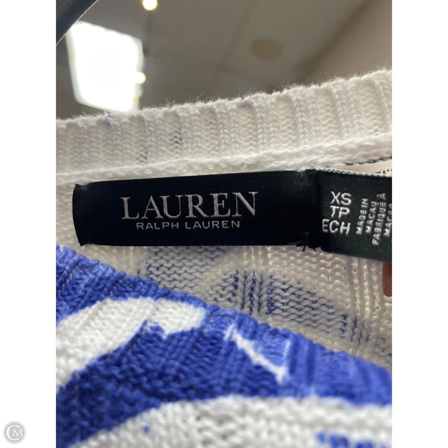 Sweater By Lauren By Ralph Lauren In Blue & White, Size: Xs