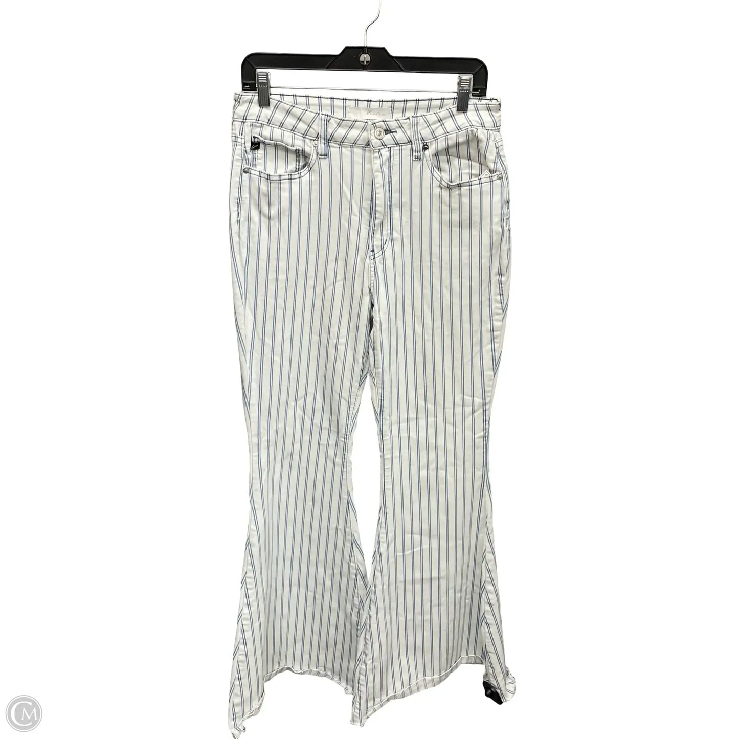 Jeans Flared By Kancan In Blue & White, Size: 10