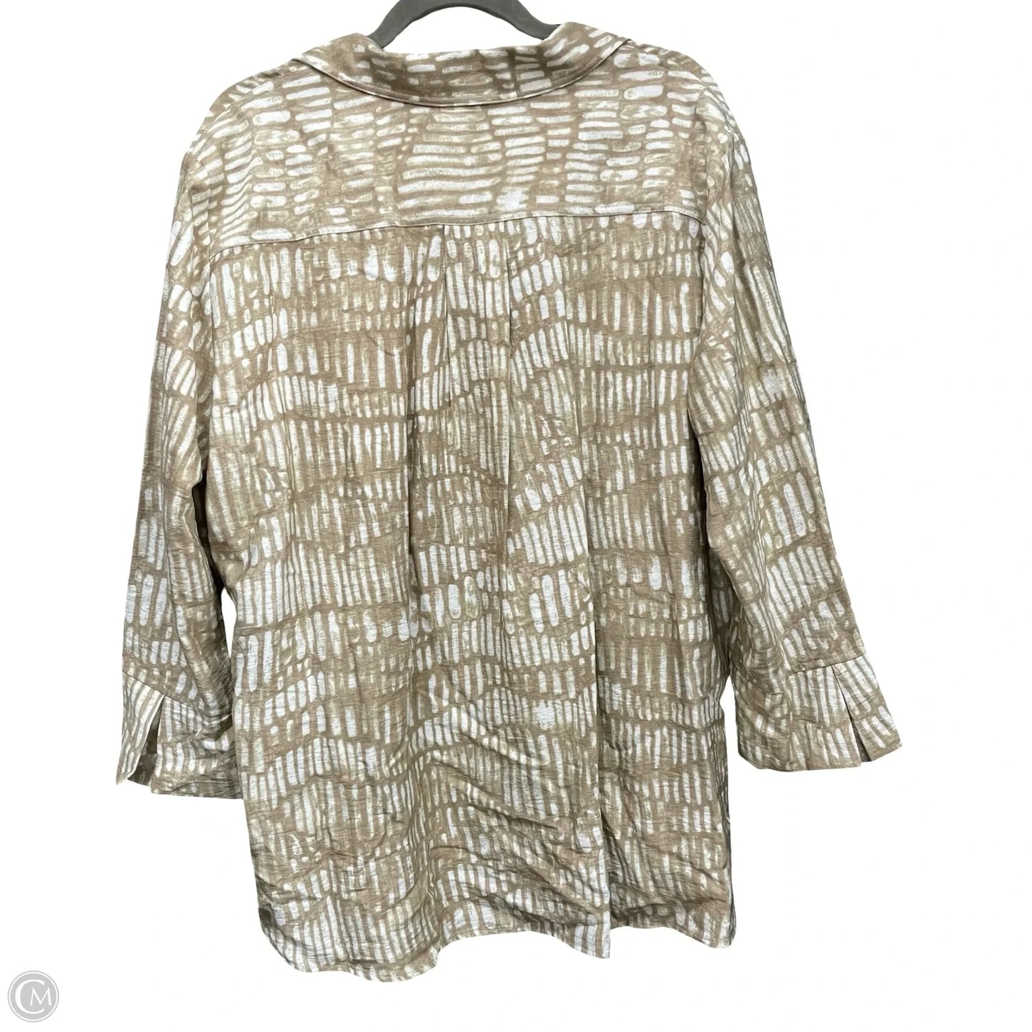 Top 3/4 Sleeve By Ali Miles In Beige, Size: 1x