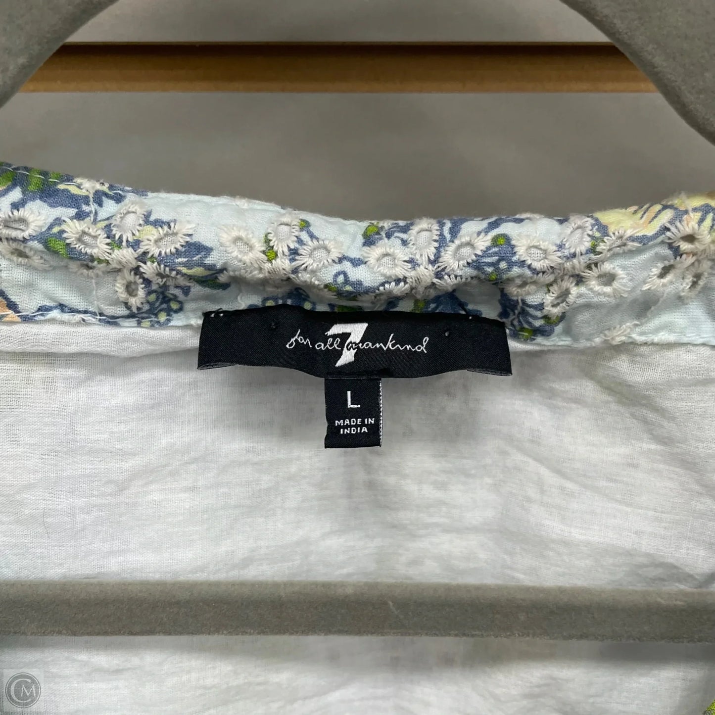 Top Long Sleeve By 7 For All Mankind In Blue & Green, Size: L