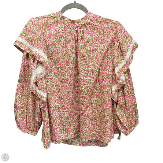 Top Long Sleeve By Who What Wear In Green & Pink, Size: Xxl