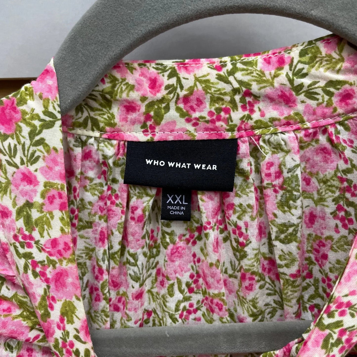 Top Long Sleeve By Who What Wear In Green & Pink, Size: Xxl