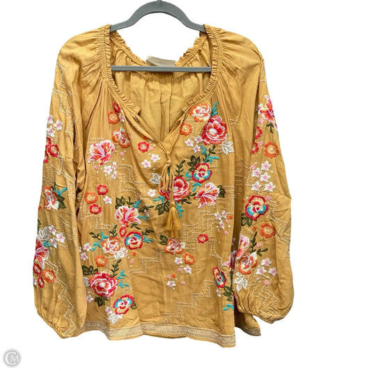 Top Long Sleeve By Savanna Jane In Yellow, Size: 2x