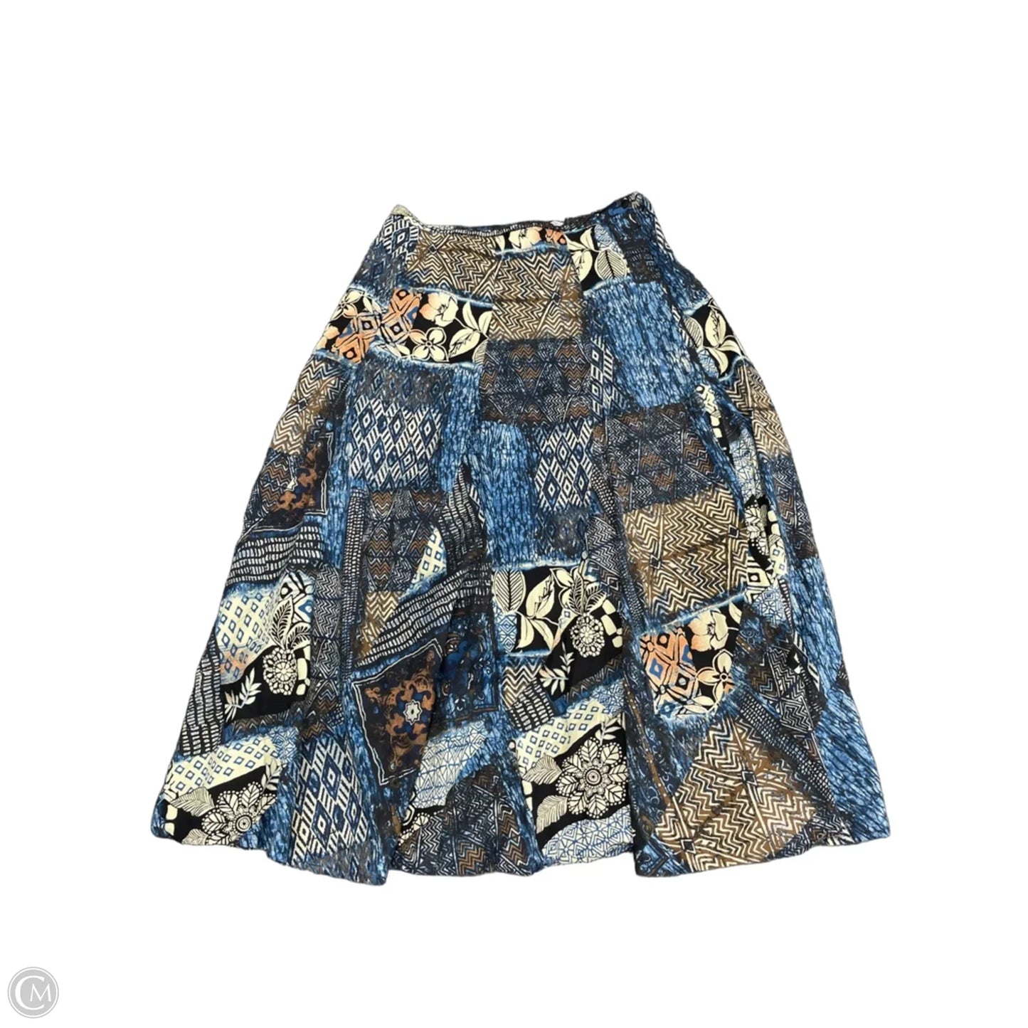 Skirt Midi By Chicos In Blue & Cream, Size: L