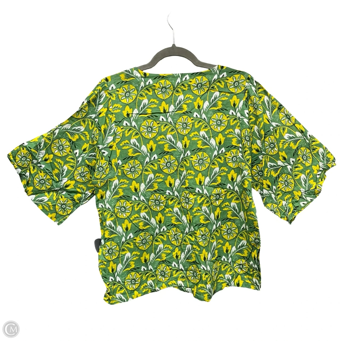 Top Short Sleeve By Roller Rabbit In Green & Yellow, Size: S