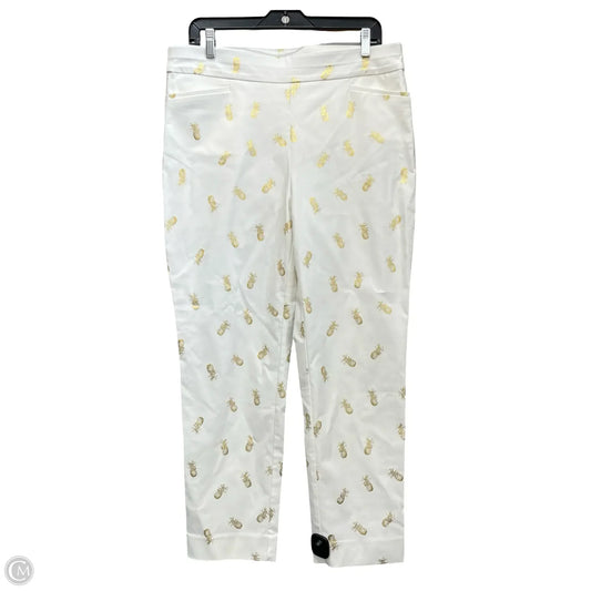 Pants Leggings By Chicos In Gold & White, Size: 12