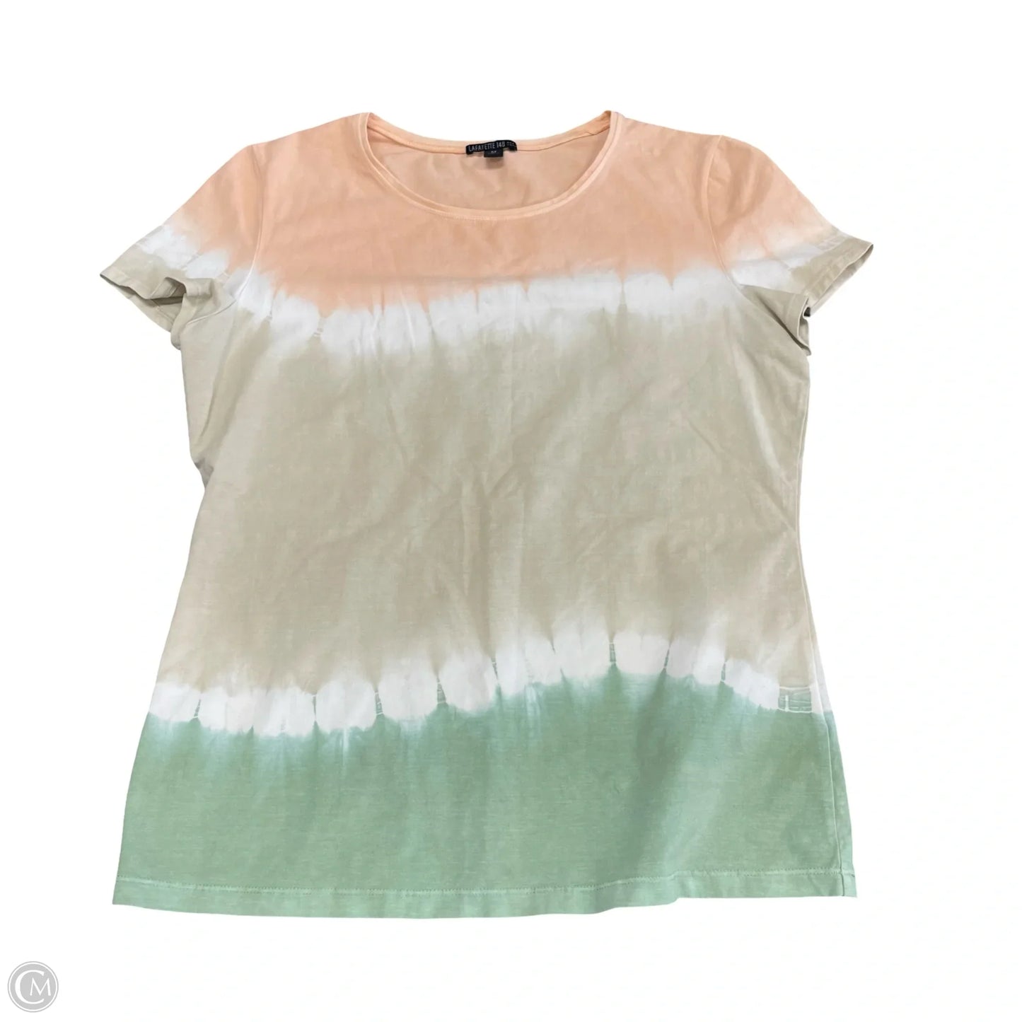 Top Short Sleeve Designer By Lafayette 148 In Green & Pink, Size: M