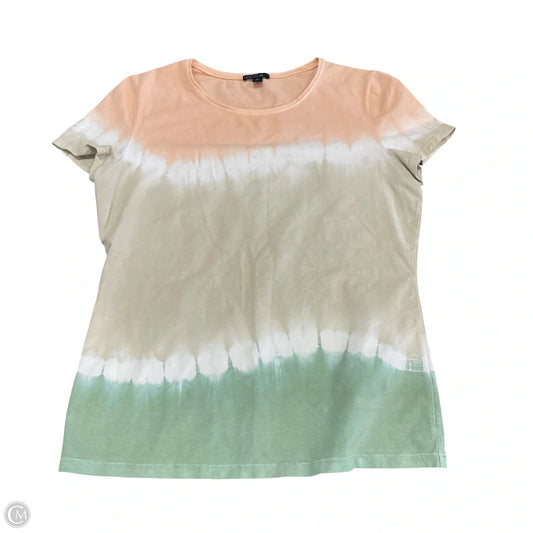Top Short Sleeve Designer By Lafayette 148 In Green & Pink, Size: M